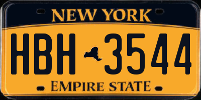 NY license plate HBH3544