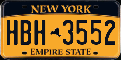 NY license plate HBH3552