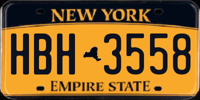 NY license plate HBH3558