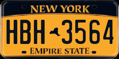 NY license plate HBH3564