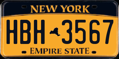 NY license plate HBH3567