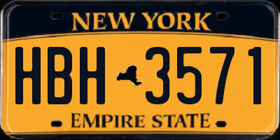 NY license plate HBH3571