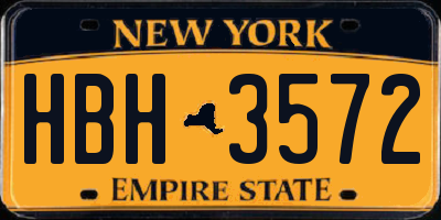 NY license plate HBH3572