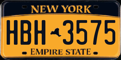 NY license plate HBH3575