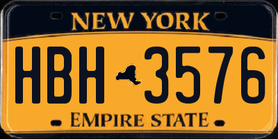 NY license plate HBH3576