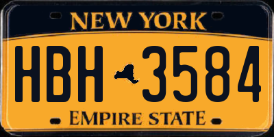 NY license plate HBH3584