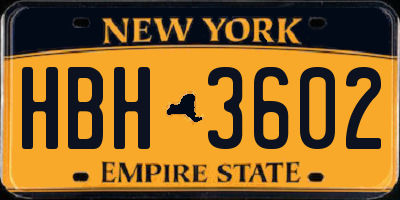 NY license plate HBH3602