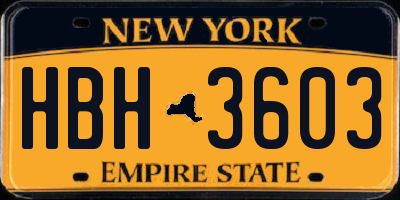 NY license plate HBH3603