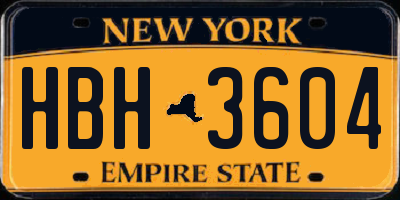 NY license plate HBH3604