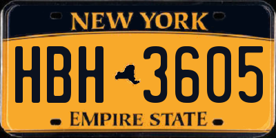 NY license plate HBH3605