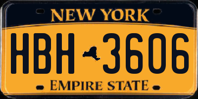NY license plate HBH3606
