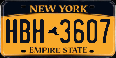 NY license plate HBH3607