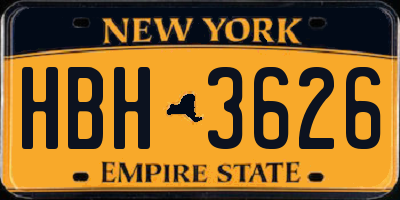 NY license plate HBH3626