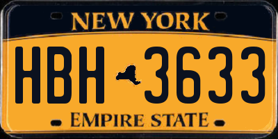 NY license plate HBH3633