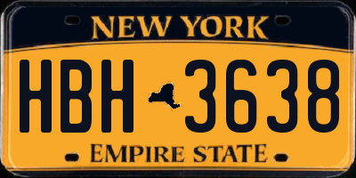 NY license plate HBH3638