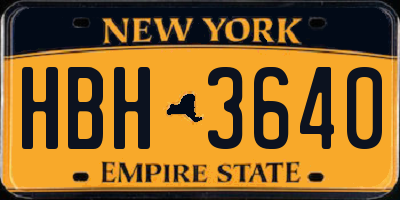 NY license plate HBH3640