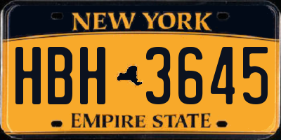 NY license plate HBH3645
