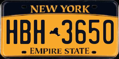 NY license plate HBH3650