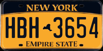 NY license plate HBH3654