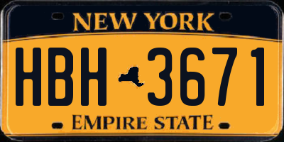 NY license plate HBH3671