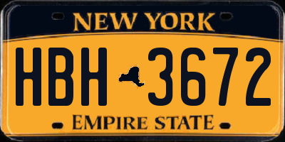NY license plate HBH3672