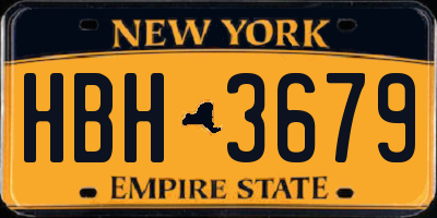 NY license plate HBH3679