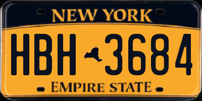 NY license plate HBH3684