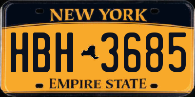 NY license plate HBH3685