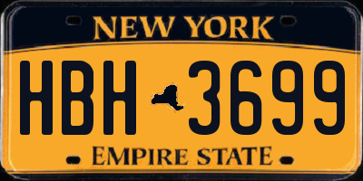 NY license plate HBH3699