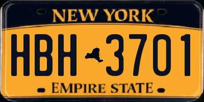 NY license plate HBH3701