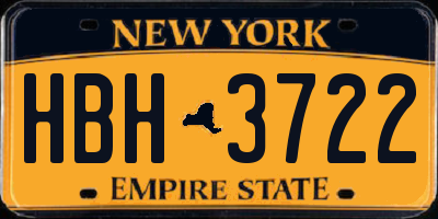 NY license plate HBH3722