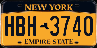 NY license plate HBH3740