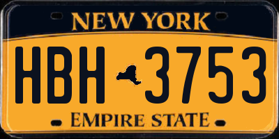 NY license plate HBH3753