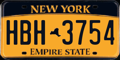 NY license plate HBH3754