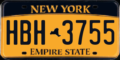 NY license plate HBH3755