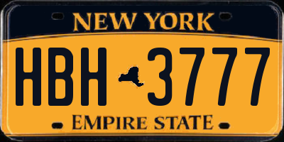 NY license plate HBH3777