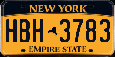 NY license plate HBH3783