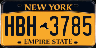 NY license plate HBH3785