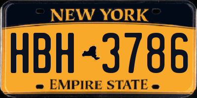 NY license plate HBH3786