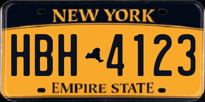 NY license plate HBH4123