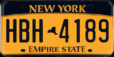 NY license plate HBH4189