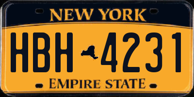 NY license plate HBH4231