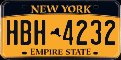 NY license plate HBH4232