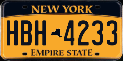 NY license plate HBH4233