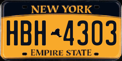 NY license plate HBH4303