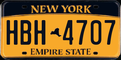 NY license plate HBH4707