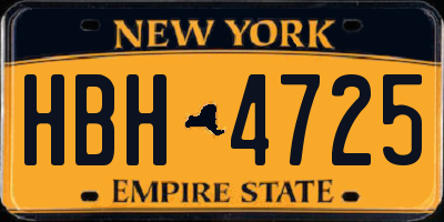 NY license plate HBH4725