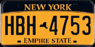 NY license plate HBH4753