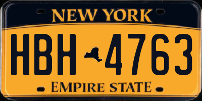 NY license plate HBH4763