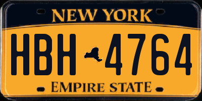 NY license plate HBH4764